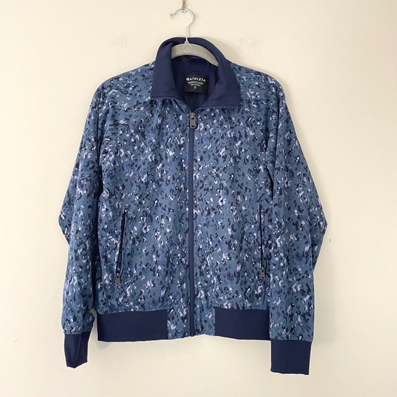 Athleta Brooklyn Bomber Jacket II Navy Blue Camo Full Zip Lined Stretch size XS - Picture 1 of 11